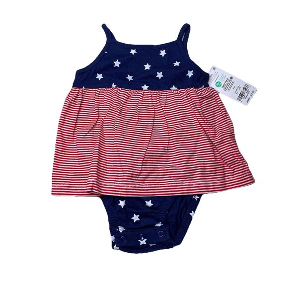 Carter’s Baby Girl Patriotic One Piece Stars And Stripes Size 9 months. New NWT - Picture 1 of 6